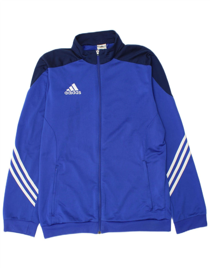 Jachetă de trening pentru bărbați Adidas, albastru mediu, poliester bloc de culoare