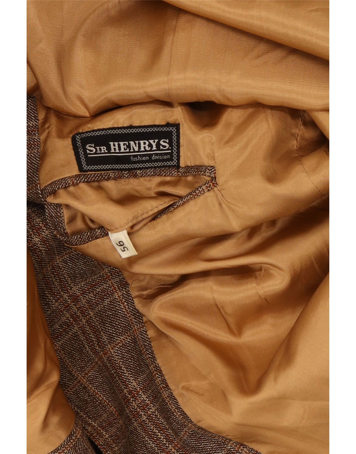 Blazer pentru bărbați Sir Henry's, cu 2 nasturi, UK 40, mare, maro, carouri