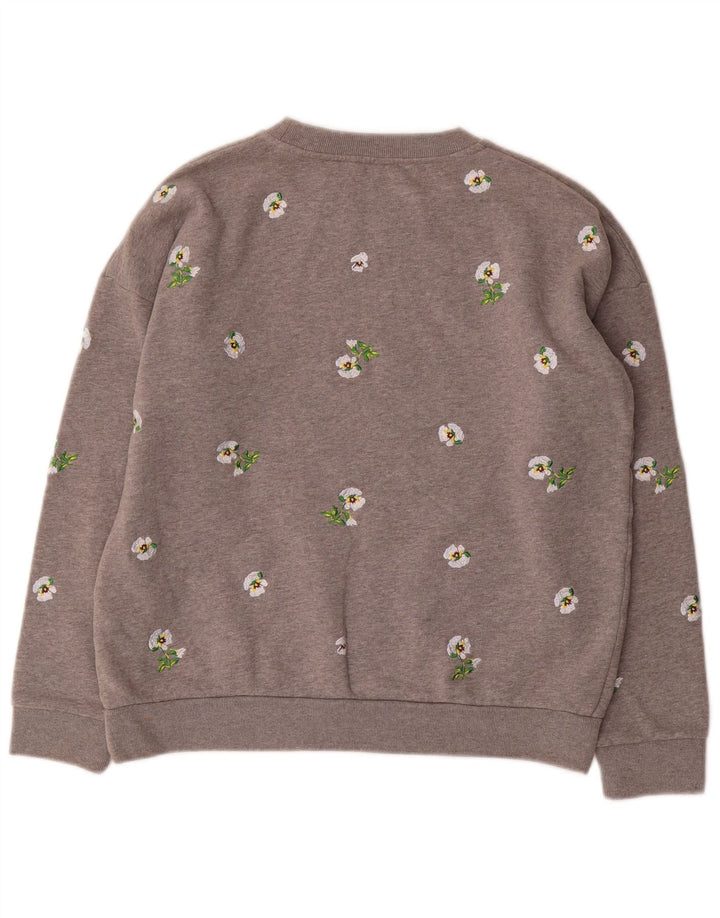 JACK WILLS Pulover supradimensionat pentru femei UK 8 Small Gri Floral