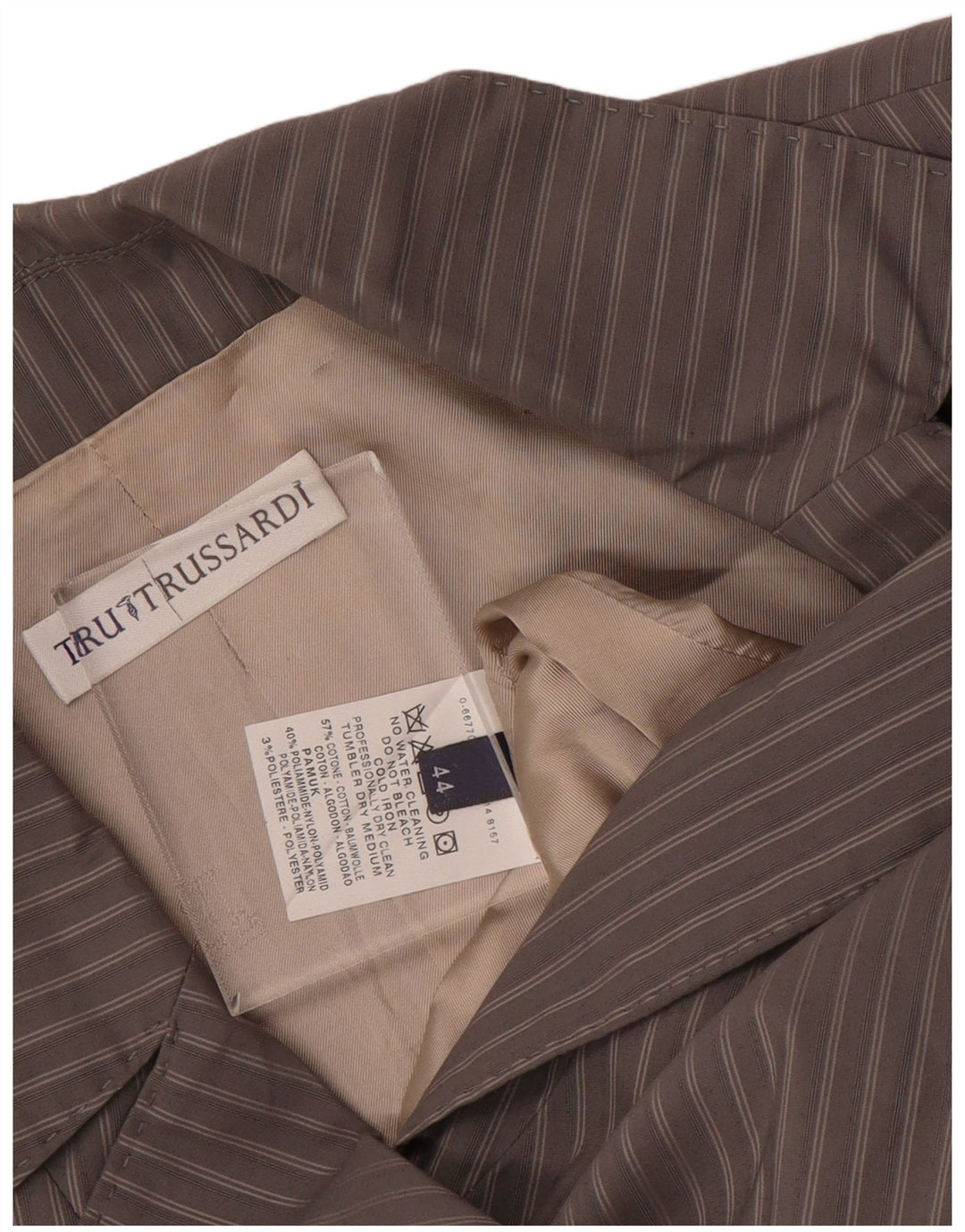 Jachetă pentru femei TRUSSARDI cu 2 nasturi IT 44, bumbac cu dungi gri mediu, cu dungi