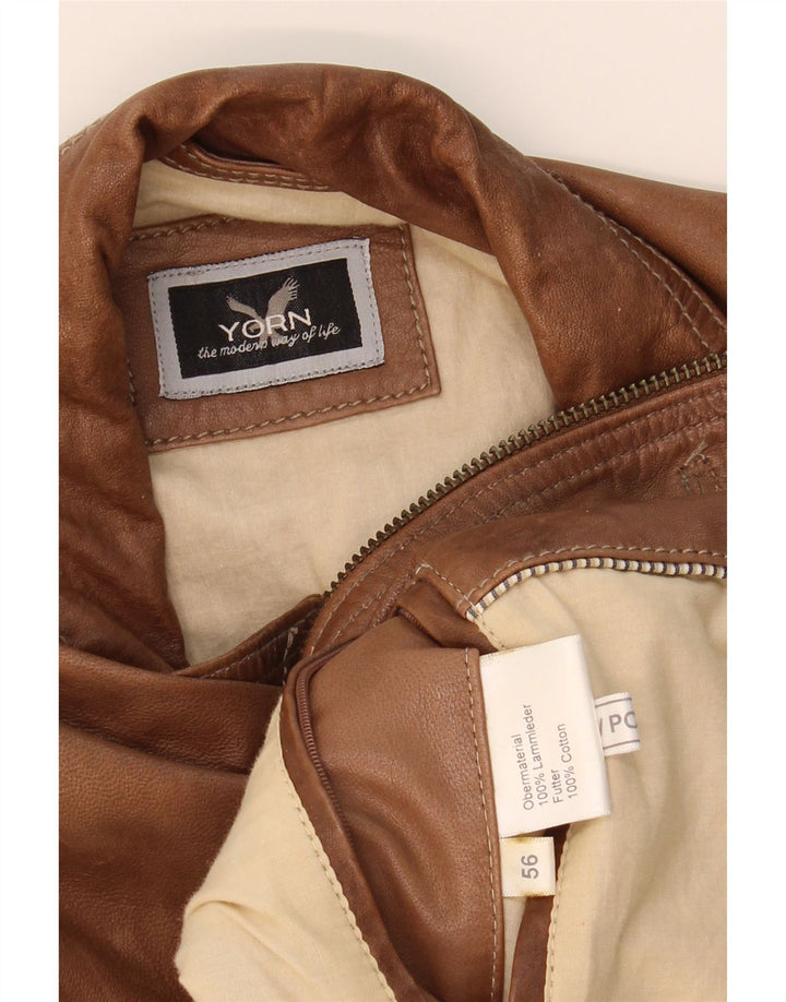 YORN Mens Leather Jacket IT 56 3XL Brown Leather Vintage Yorn and Second-Hand Yorn from Messina Hembry 