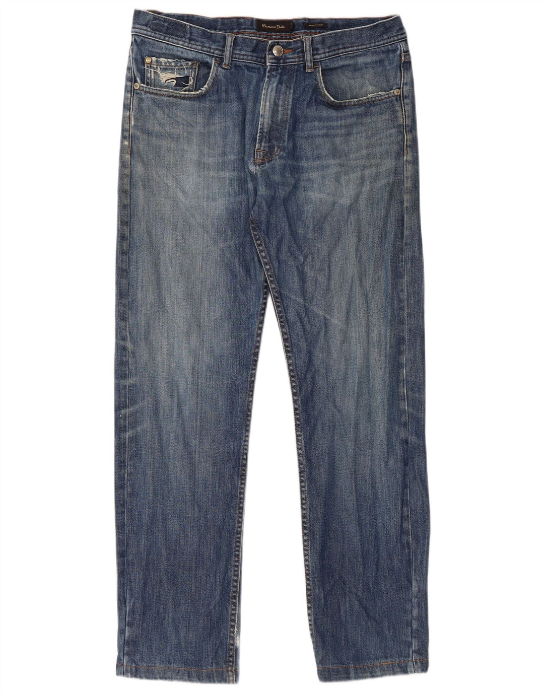 Massimo Dutti Blugi Distressed Straight pentru bărbați EU 42 Large W32 L29 Blue