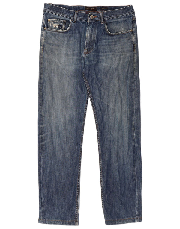 Massimo Dutti Blugi Distressed Straight pentru bărbați EU 42 Large W32 L29 Blue