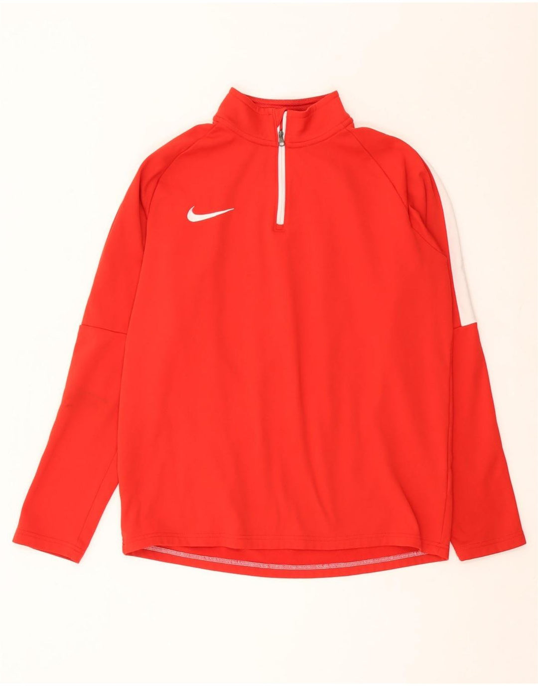 Top pentru bărbați Nike Dri Fit, cu fermoar, cu mânecă lungă, roșu mediu, poliester