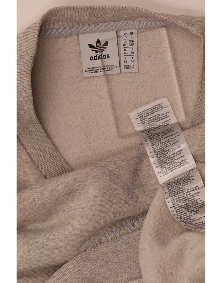 Pulover supradimensionat pentru femei Adidas UK 10 Bumbac gri mic