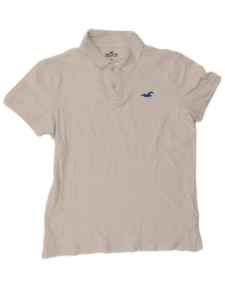 Cămașă polo Hollister pentru bărbați, bumbac alb mediu