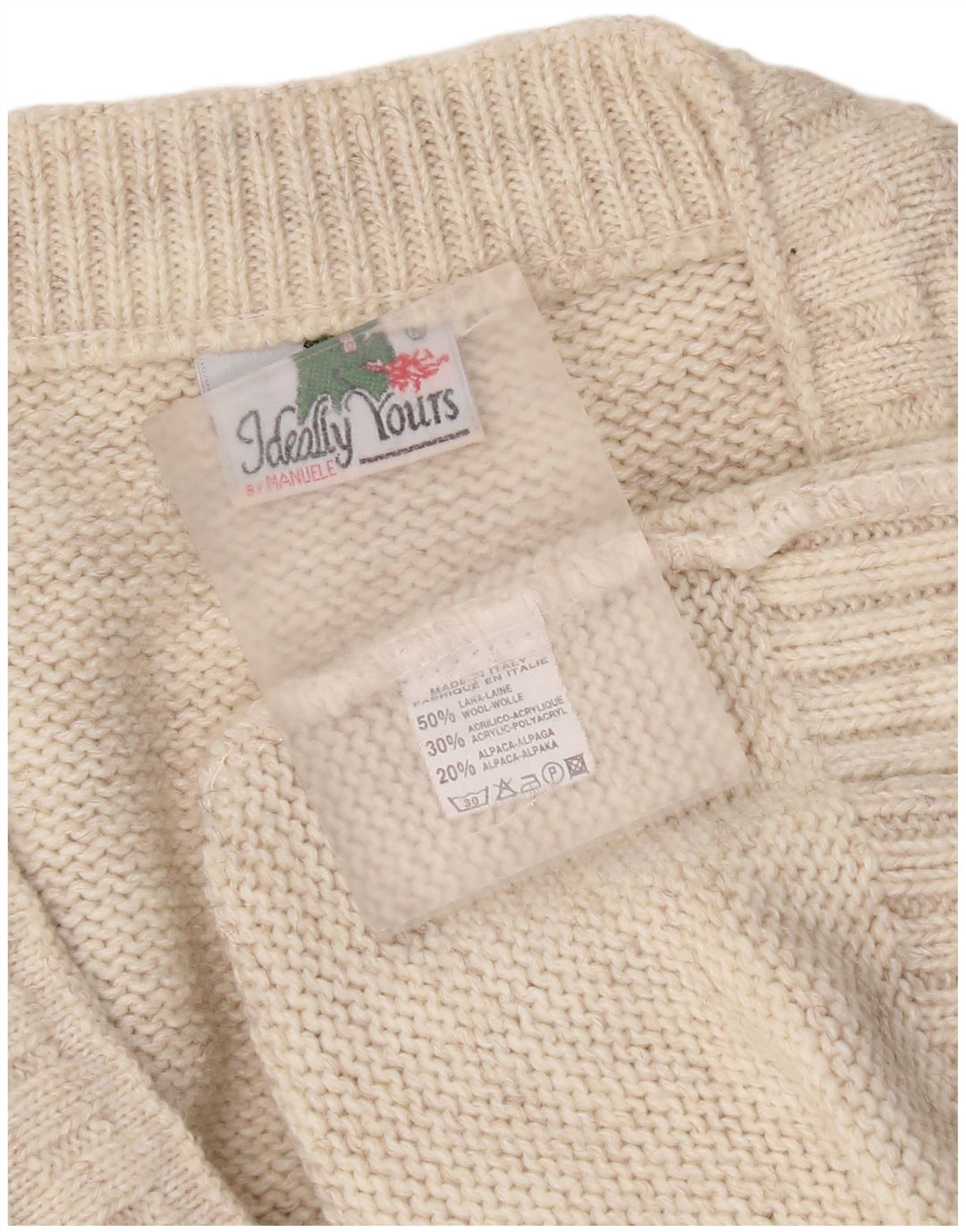 Pulover Vintage pentru bărbați cu decolteu în V XL Lână bej
