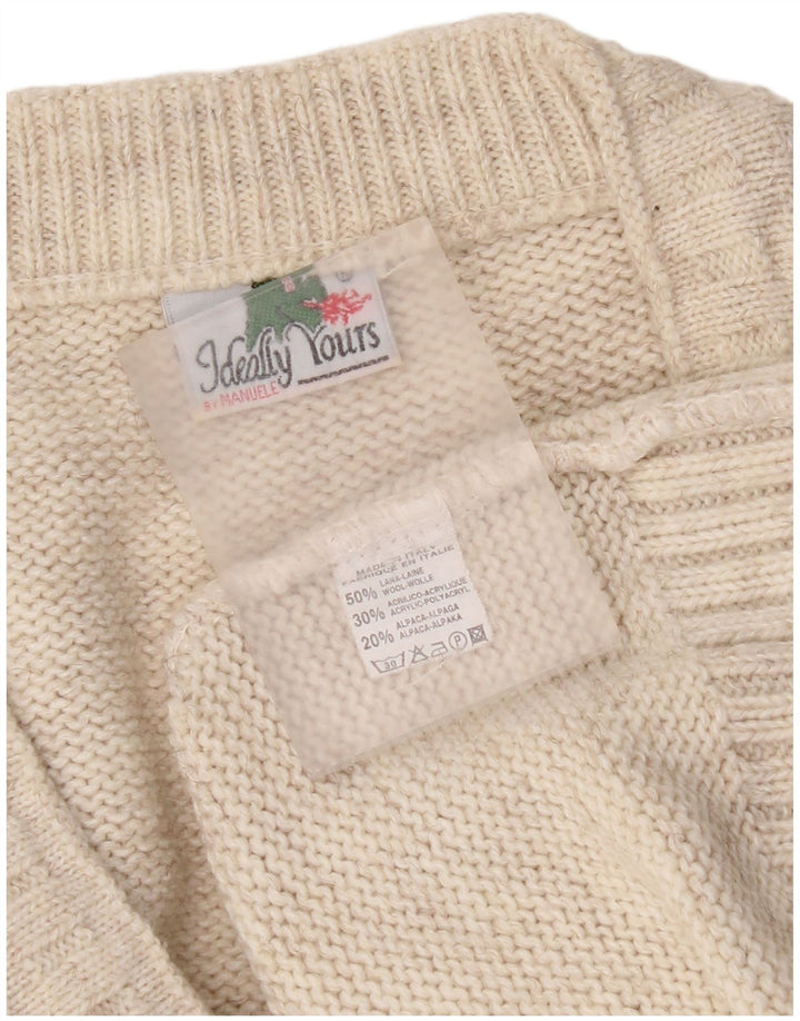 Pulover Vintage pentru bărbați cu decolteu în V XL Lână bej