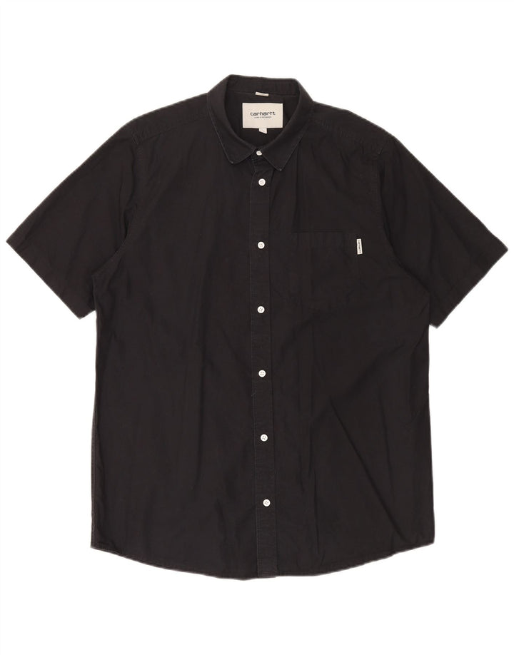 Cămașă cu mânecă scurtă pentru bărbați Carhartt, bumbac mediu negru