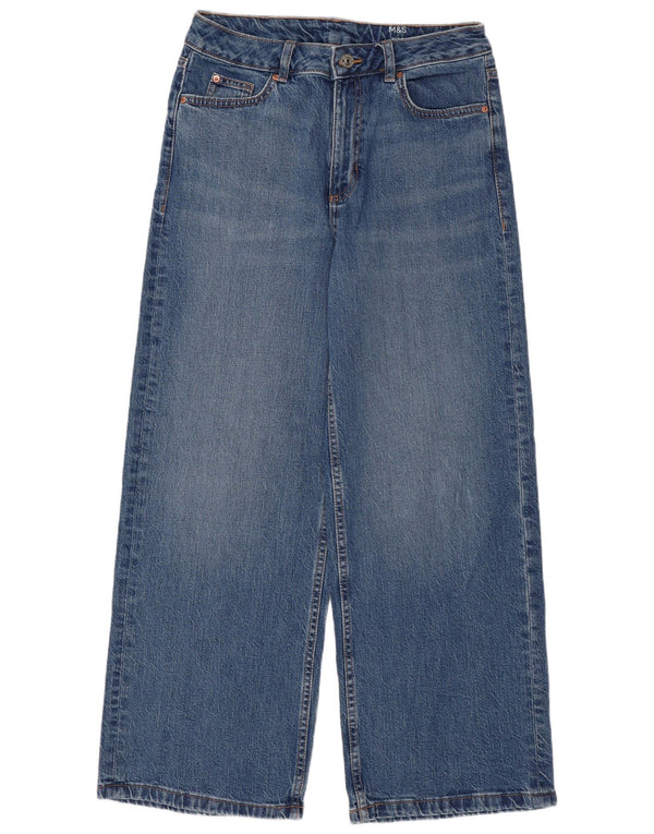 Marks & Spencer Blugi pentru femei cu talie înaltă cu picioare largi UK 10 Mici W27 L28 Albastru