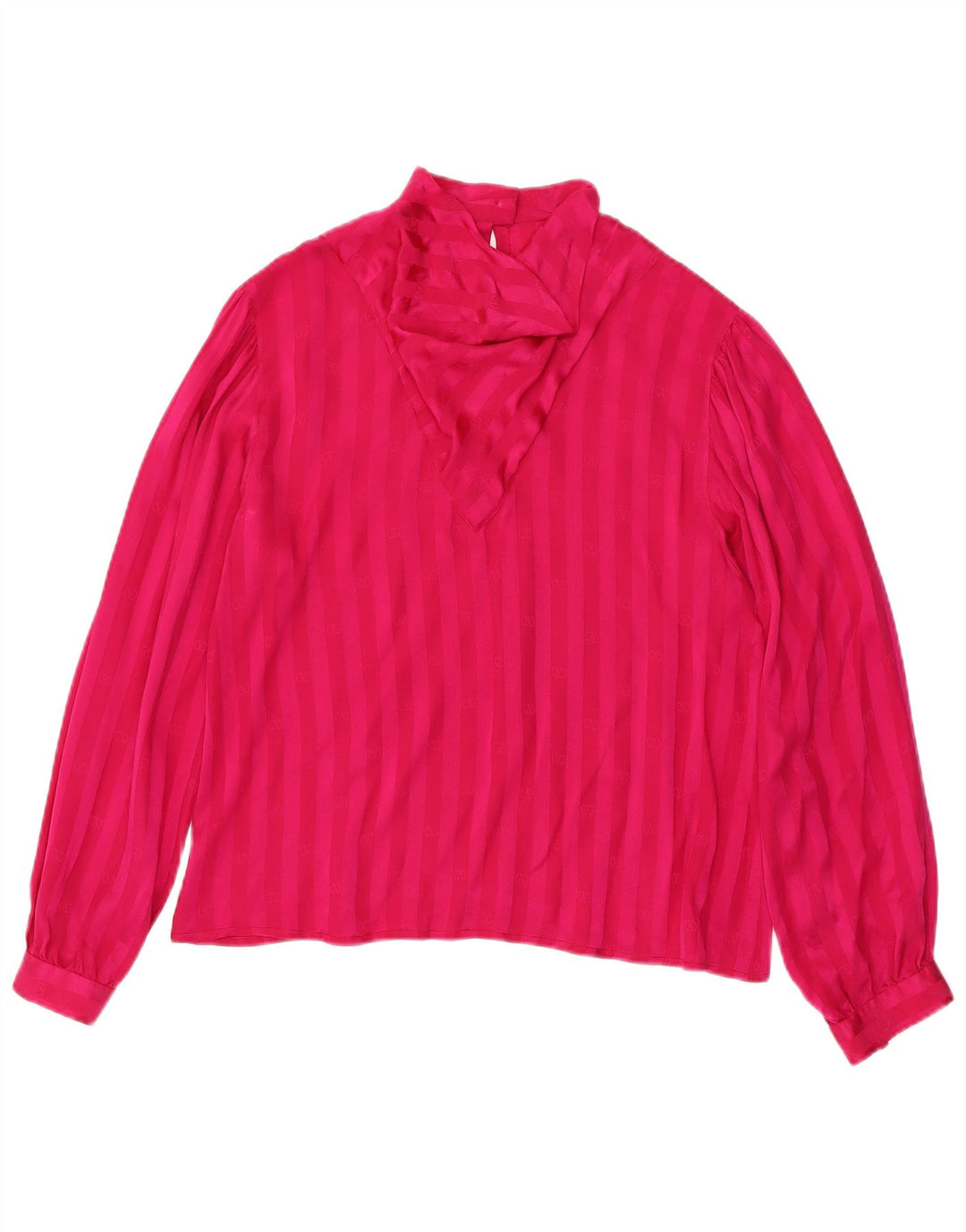 Bluză vintage cu mâneci lungi pentru femei UK 12 Medium roz cu dungi