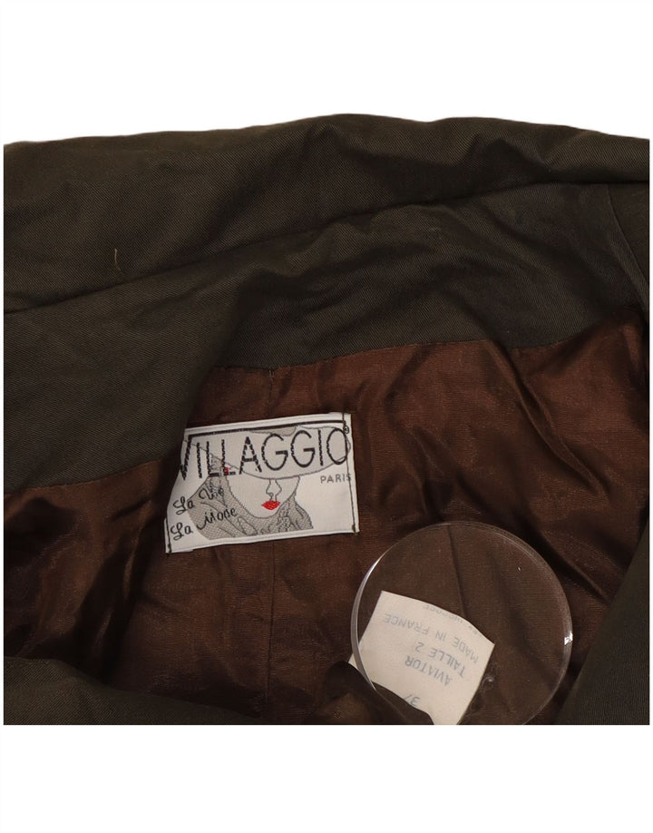 Jachetă Vintage pentru femei Crop dublu piept UK 18 XL Kaki Viscoză