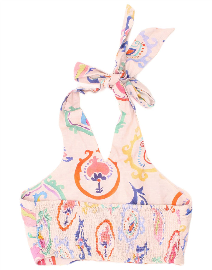 Top Crop Halter pentru Damă Zara Mic Roz Paisley