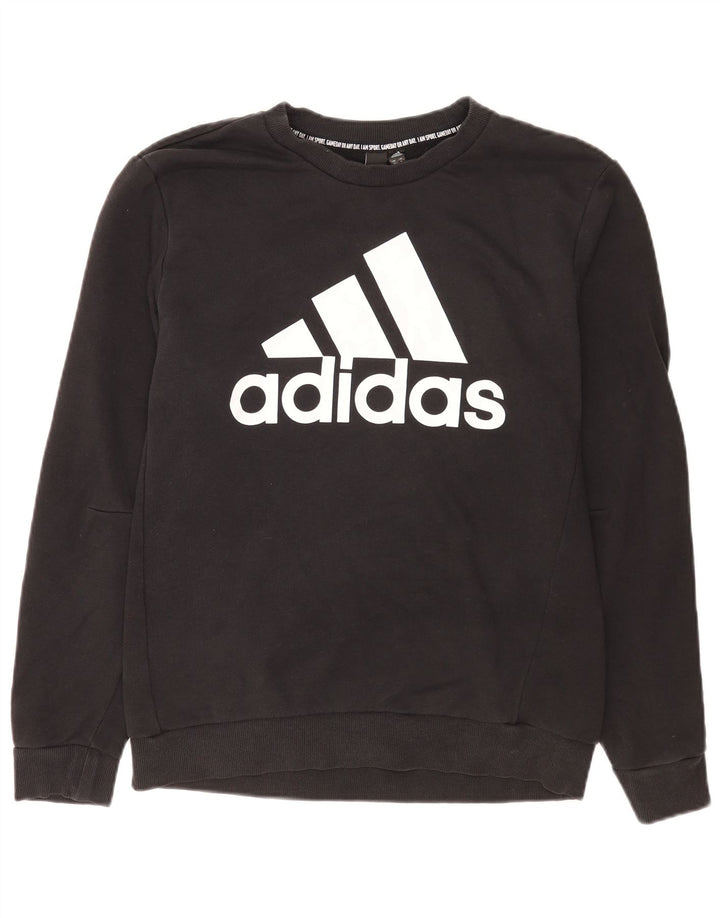Hanorac grafic pentru bărbați Adidas Jumper mediu din bumbac negru