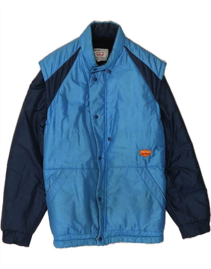 CARRERA Mens Padded Jacket UK 40 Large Blue Colourblock Polyamide Vintage Carrera and Second-Hand Carrera from Messina Hembry 