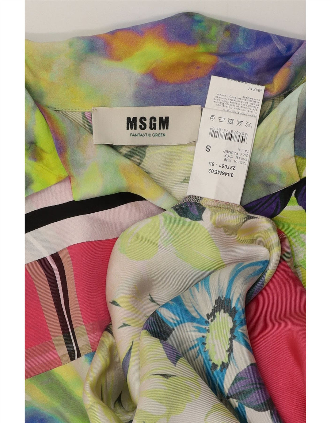 Cămașă cu mânecă scurtă pentru bărbați MSGM, cu mâneci scurte, cu croiala mică, multicoloră, cu flori tropicale