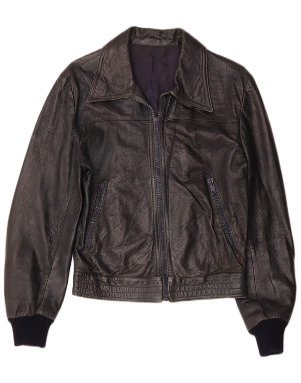 Geacă de piele vintage pentru femei IT 52 2XL bleumarin