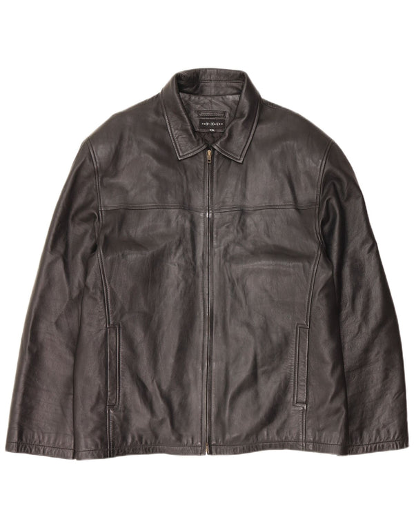 Jachetă de piele vintage pentru bărbați UK 44 2XL din piele neagră