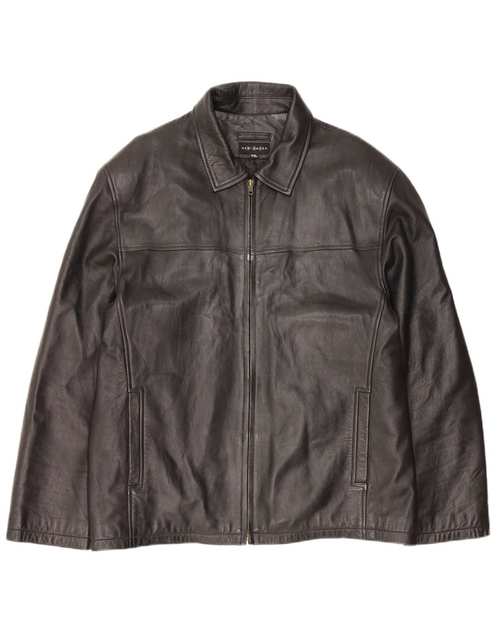 Jachetă de piele vintage pentru bărbați UK 44 2XL din piele neagră