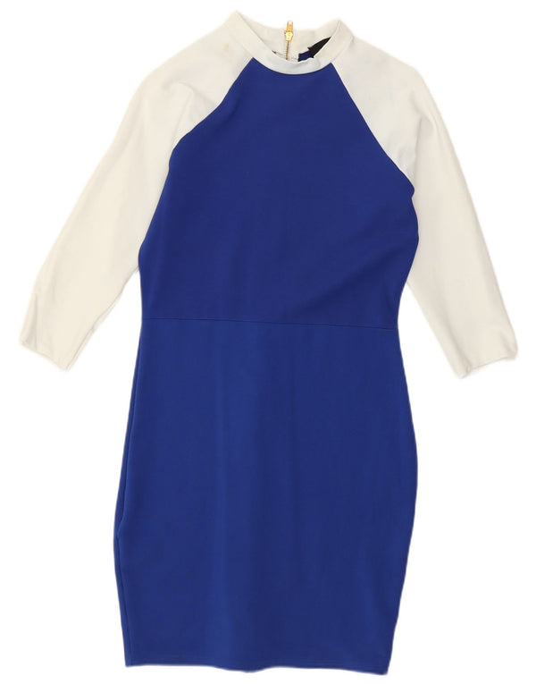 KAREN MILLEN Rochie bodycon pentru femei UK 12 Medium Blue Colorblock Modern