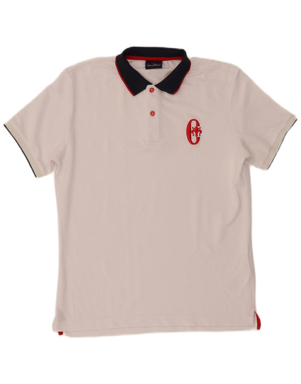 Tricou polo pentru bărbați Conte of Florence, alb, poliester color bloc
