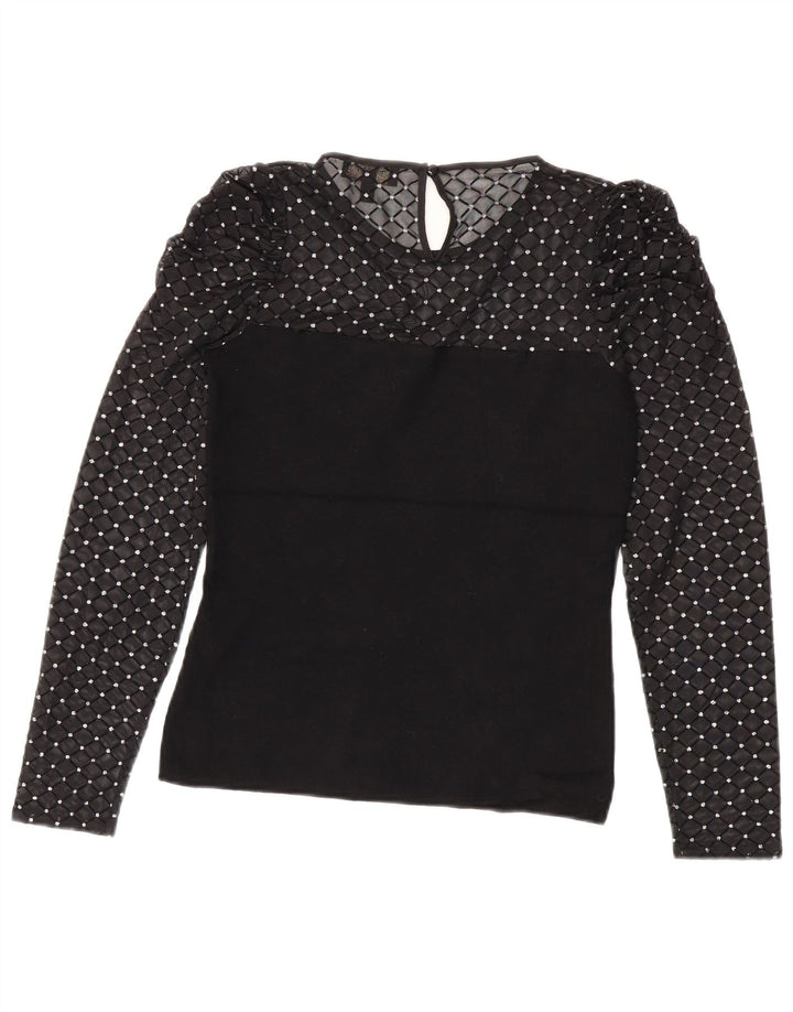 Bluză cu mânecă lungă pentru femei Lipsy Top UK 10 Small Black Viscose