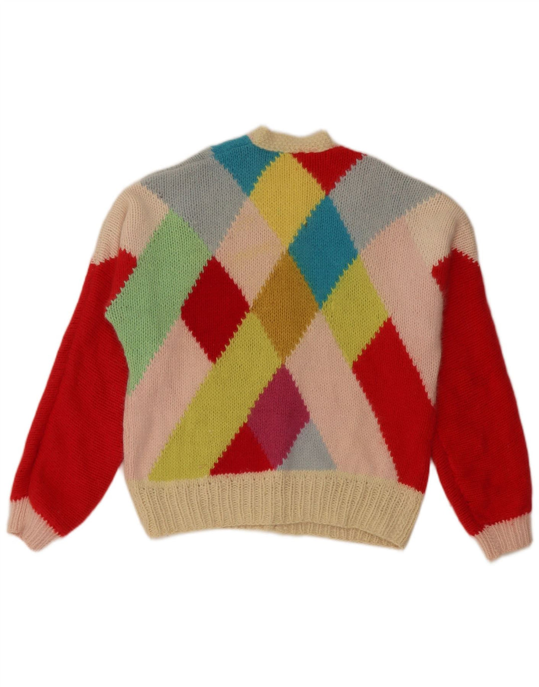 Pulover cardigan pentru femei VINTAGE UK 14 mare multicolor Argyle/Diamond