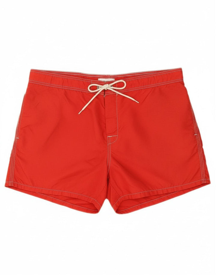 SUNDEK Mens Swimming Shorts Large  Red Striped Nylon