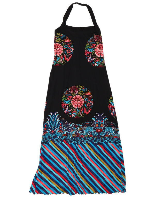Rochie de damă vintage cu Halter Maxi UK 10 Mic Negru Floral