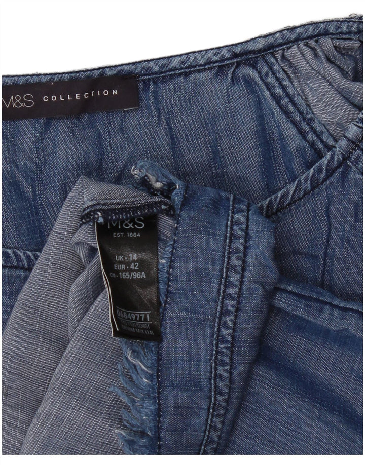 Bluză cu mânecă lungă pentru femei Marks & Spencer UK 14 Medium Blue Floral