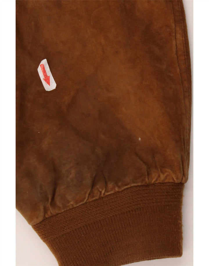 Bomber vintage pentru bărbați din piele intoarsa UK 42 XL din piele maro