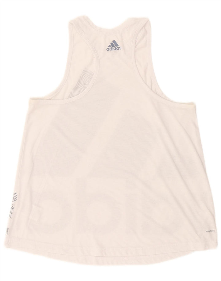 Adidas Climalite Graphic Vest Top pentru femei UK 12/14 Poliester alb mediu