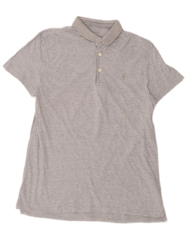Tricou polo pentru bărbați All Saints, bumbac cu dungi gri mici