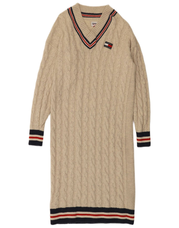 Tommy Hilfiger Rochie Jumper cu mânecă lungă pentru femei UK 10 Small White