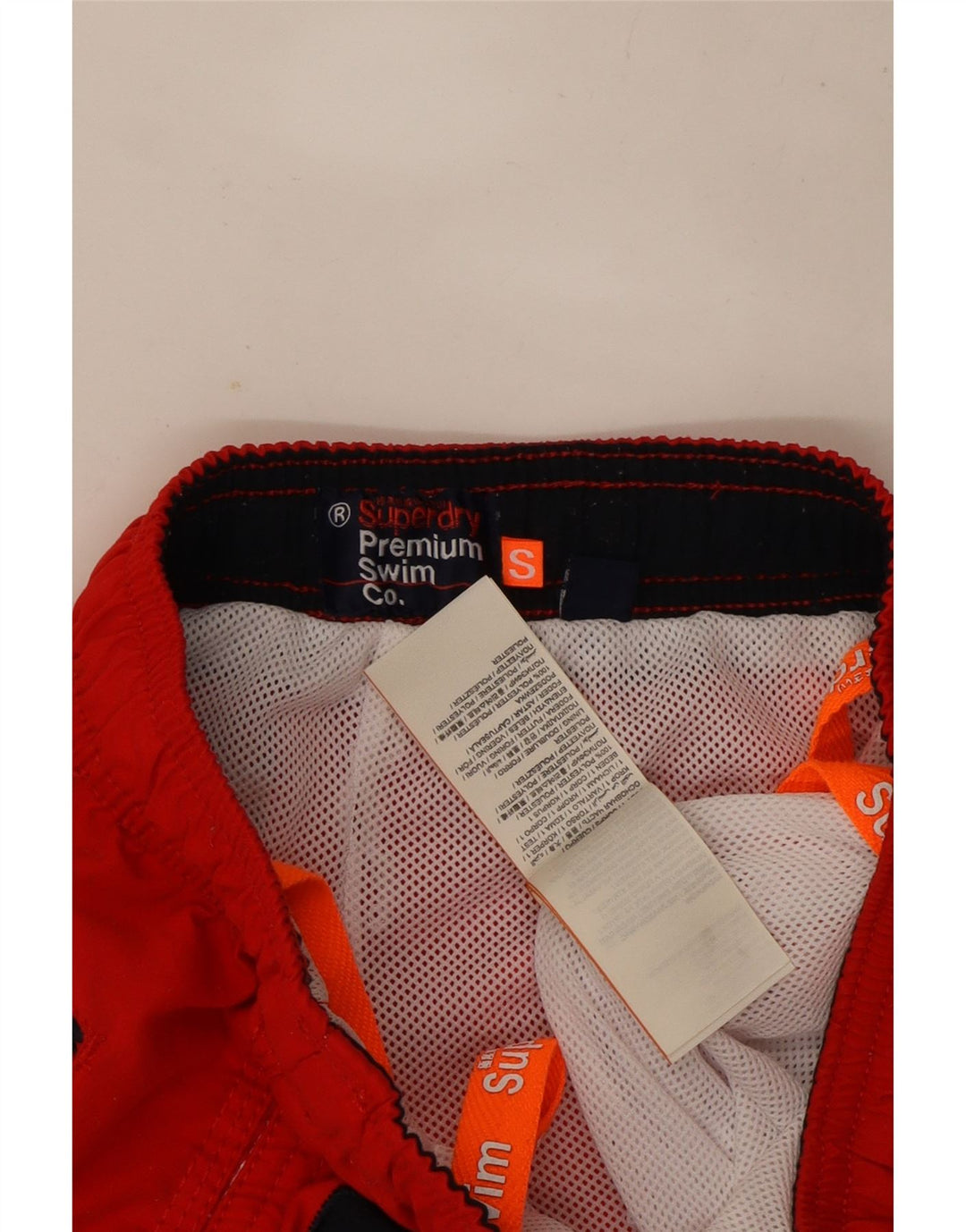 Pantaloni scurți de înot grafic Superdry pentru bărbați, poliester roșu mic