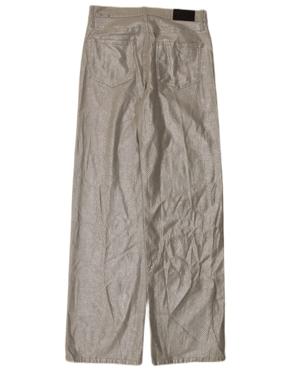 Pantaloni casual Calvin Klein pentru femei cu talie înaltă L28 L32 argintiu cu imprimeu animal