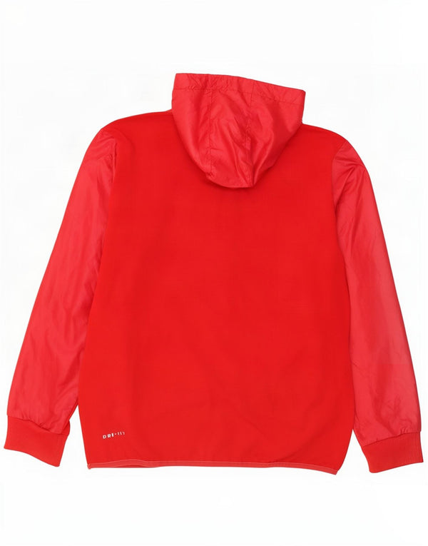 Nike Mens Dri Fit Hooded Tracksuit Top Jacket Medium Red Polyester