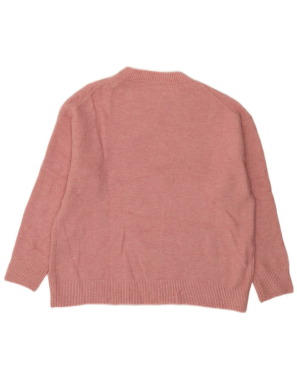Pulover supradimensionat pentru femei Zara, cu gâtul turn, UK 10, mic, roz acrilic