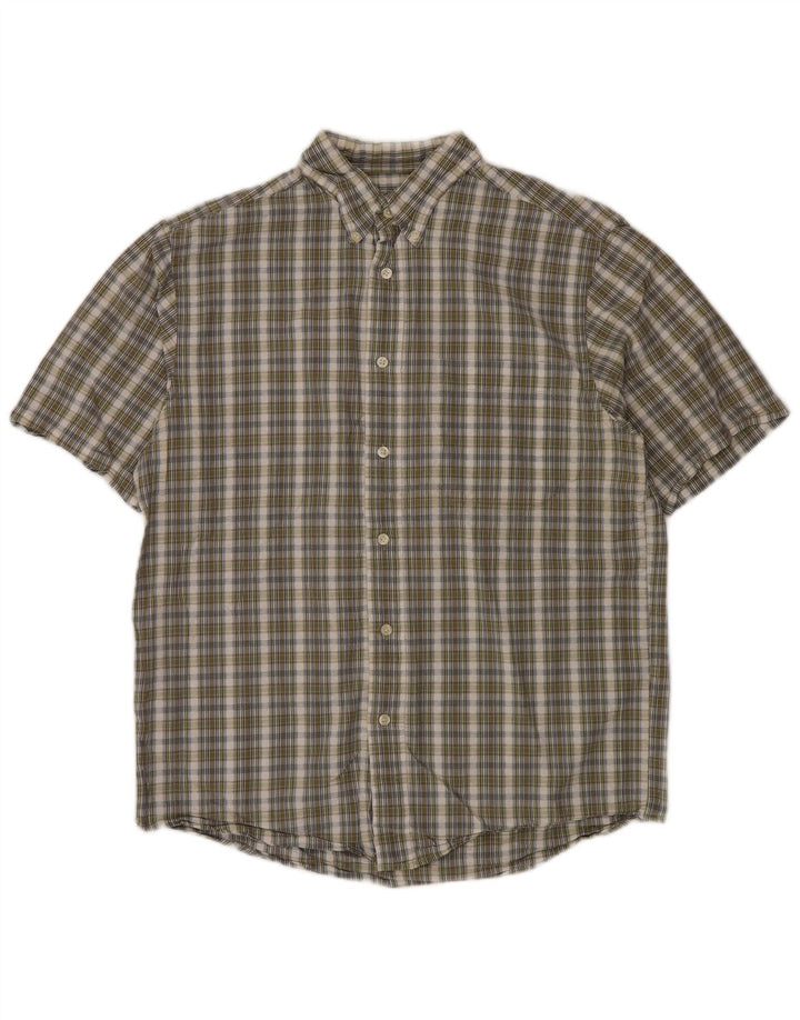 Cămașă cu mânecă scurtă pentru bărbați Eddie Bauer, bumbac cu carouri verde mediu