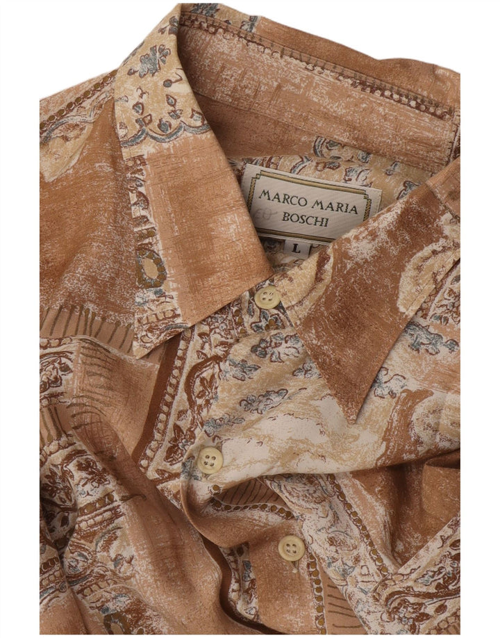 Cămașă cu mânecă scurtă pentru bărbați VINTAGE, maro mare, mozaic