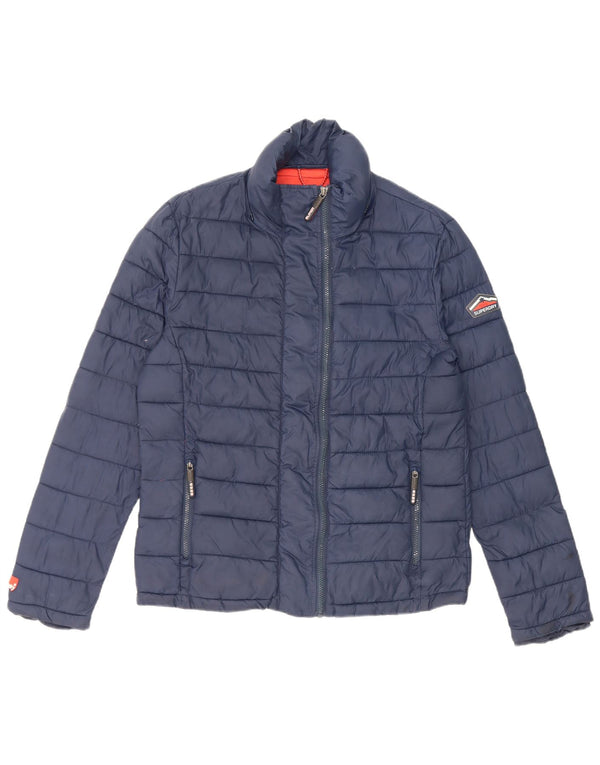 Superdry Mens Padded Jacket UK 40 Large Navy Blue Nylon