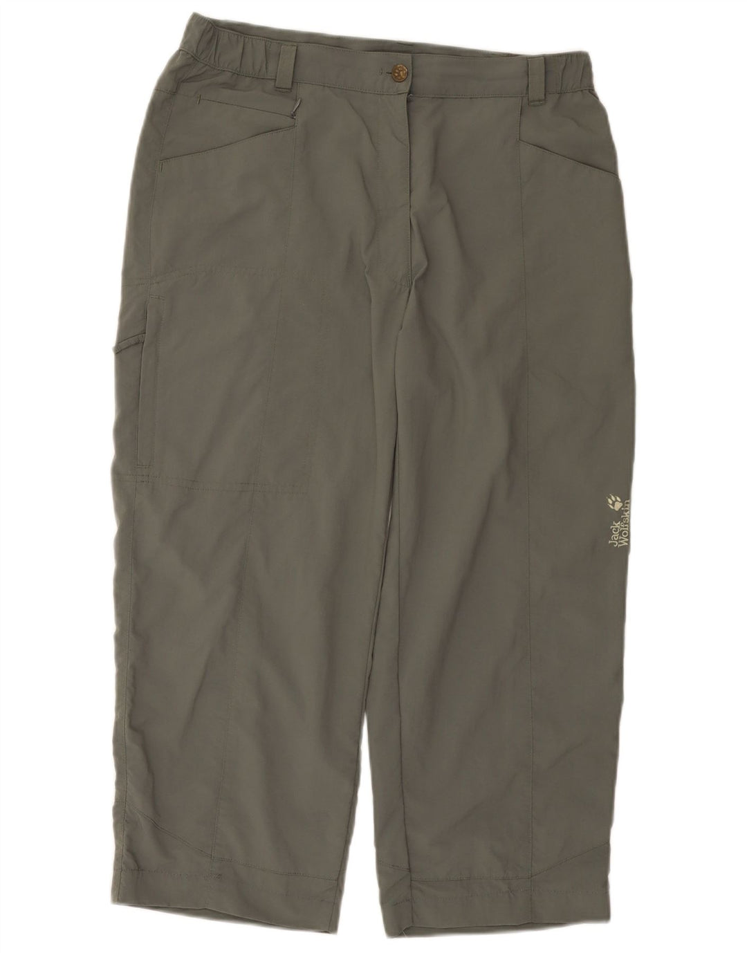 Jack Wolfskin Pantaloni cargo tăiați pentru femei L32 L23 Kaki Poliamidă