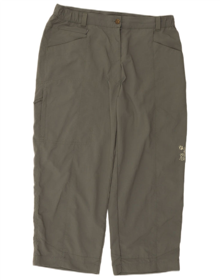 Jack Wolfskin Pantaloni cargo tăiați pentru femei L32 L23 Kaki Poliamidă