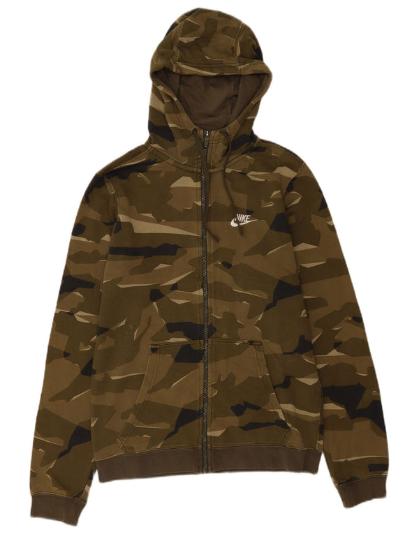 Pulover Nike pentru bărbați, cu fermoar, bumbac, camuflaj, kaki