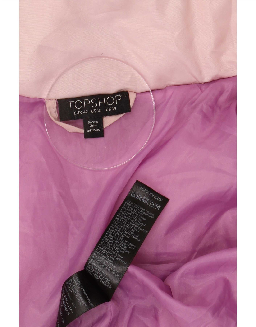 Jachetă căptușită cu glugă supradimensionată pentru femei Topshop UK 14 Poliester roz mare