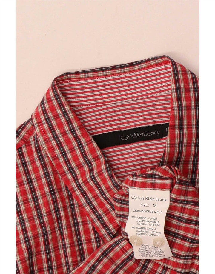Cămașă pentru bărbați Calvin Klein Jeans, bumbac cu carouri roșii medii
