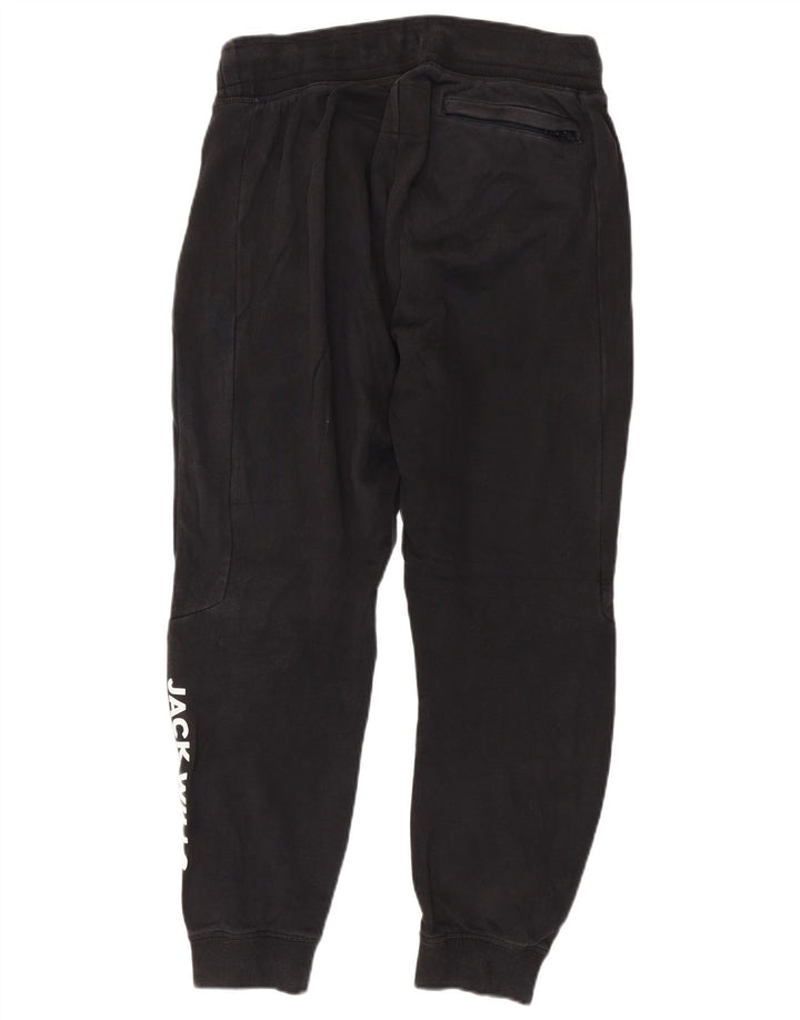 Jack Wills Pantaloni de trening grafic pentru bărbați Pantaloni de jogging, bumbac mediu negru