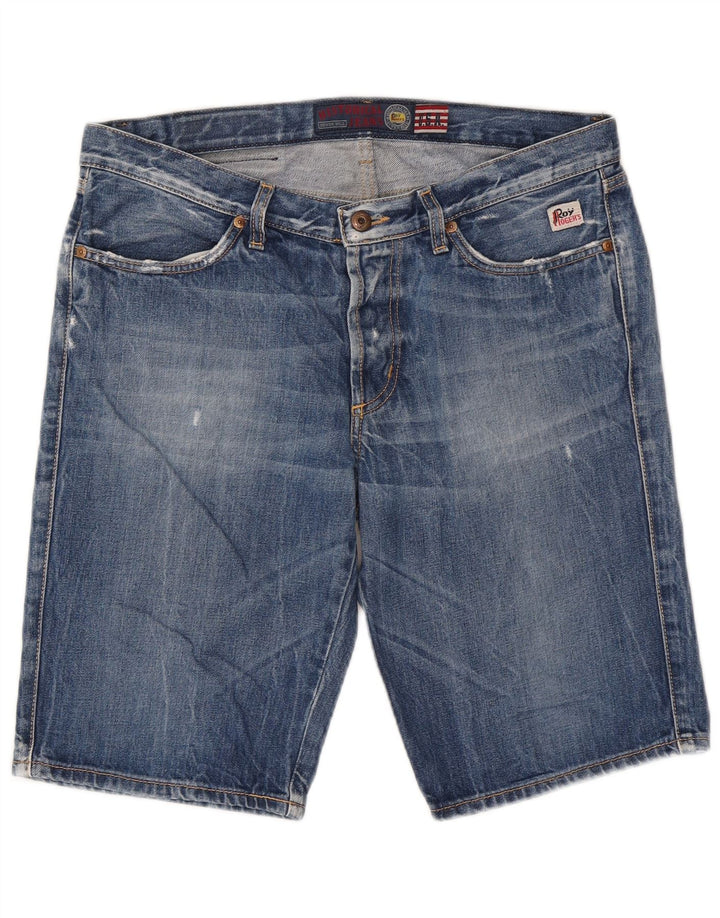 Pantaloni scurți din denim învechit pentru bărbați Roy Rogers W33, bumbac albastru mediu