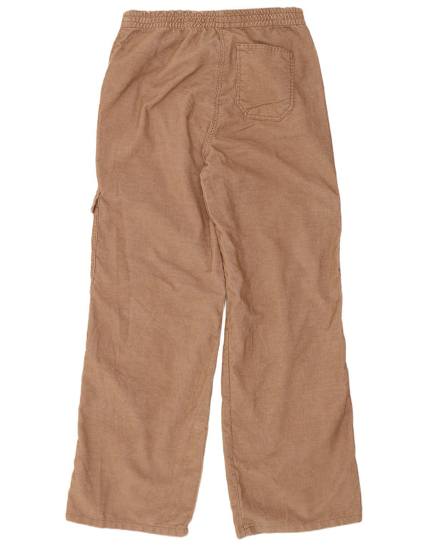 Topshop Pantaloni cargo din velur velur, cu ajustare largi, pentru femei UK 12 Medium W30 L31 Bej