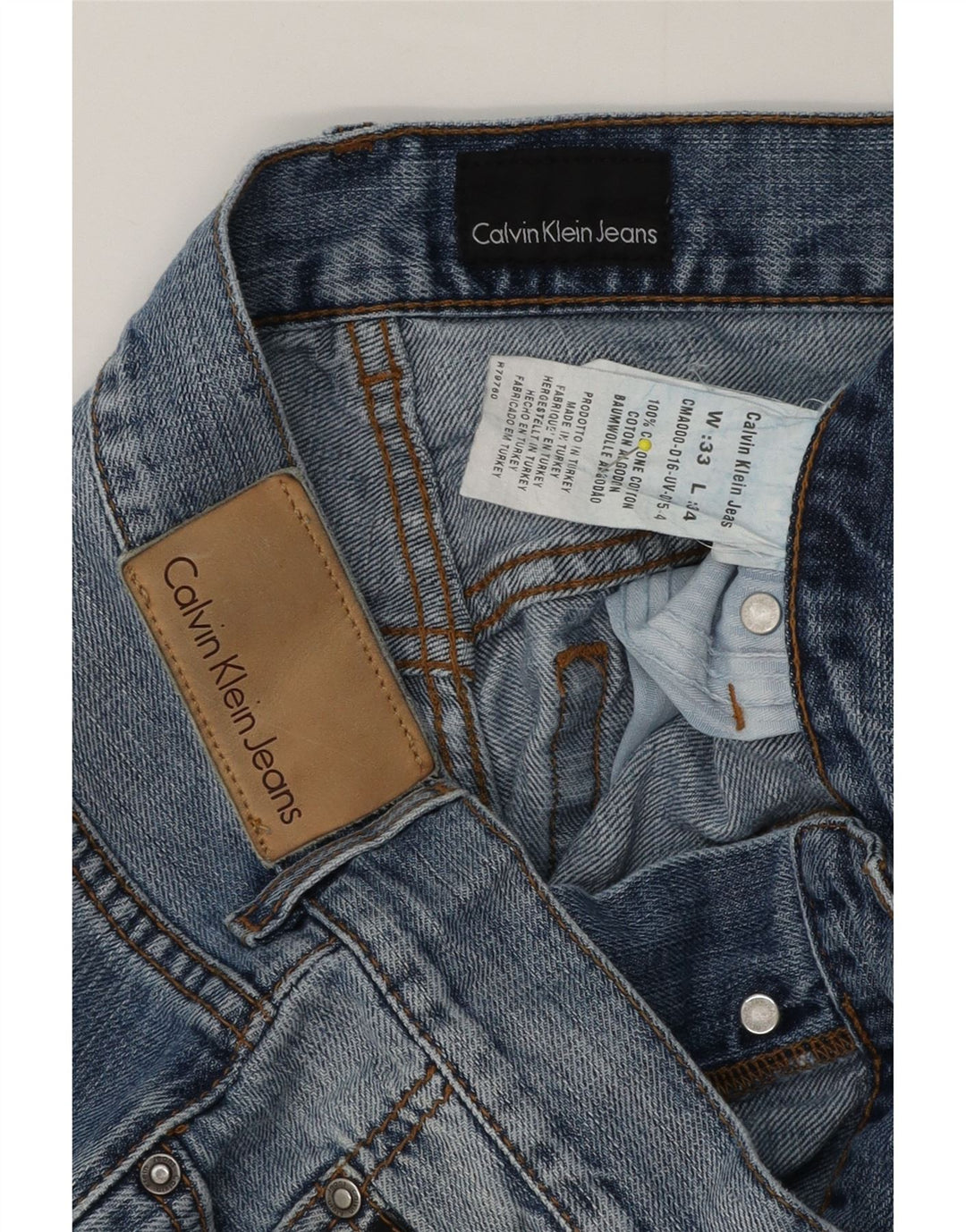 Calvin Klein Blugi Distressed Straight pentru bărbați W33 L27 Bumbac albastru